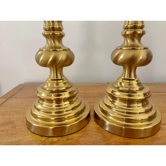 Traditional Pair of 1990s Stiffel Brass Regency Style Baluster Table Lamps For Sale - Image 3 of 12