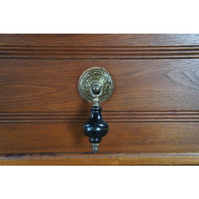 Antique Victorian Eastlake Walnut Marble Top Dresser Glove Box Shaving Mirror For Sale - Image 10 of 12