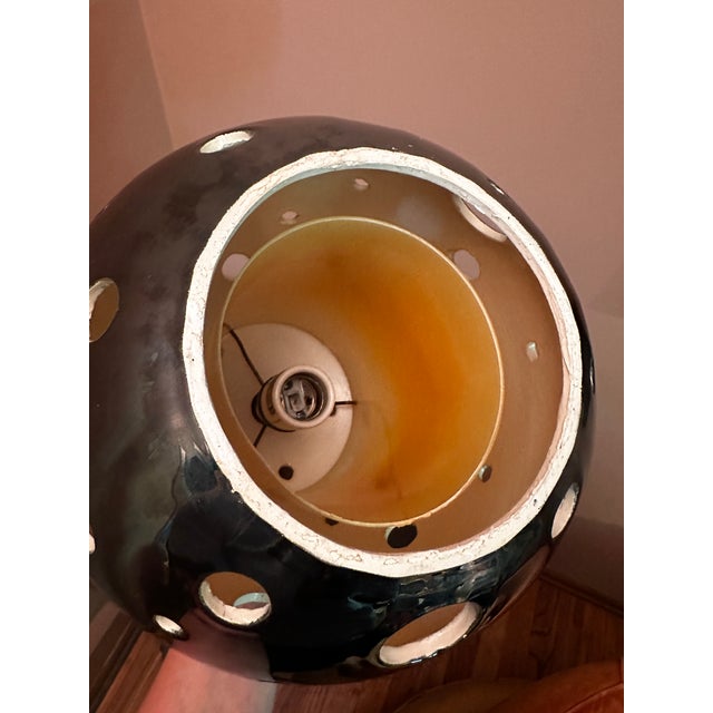 Mid Century Modern Pierced Ceramic Ceiling Lamp Fixture Danish For Sale In New York - Image 6 of 7