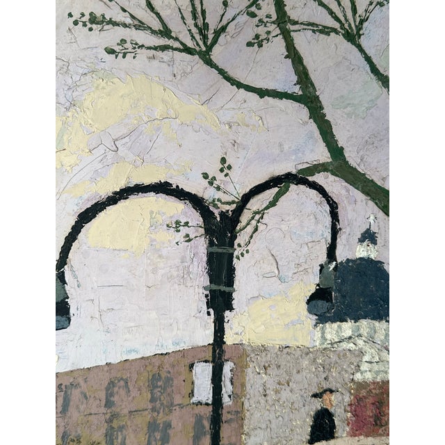 Mid-Century Modern Norbert Smith Impasto Architectural Landscape Cityscape Painting. For Sale - Image 4 of 12
