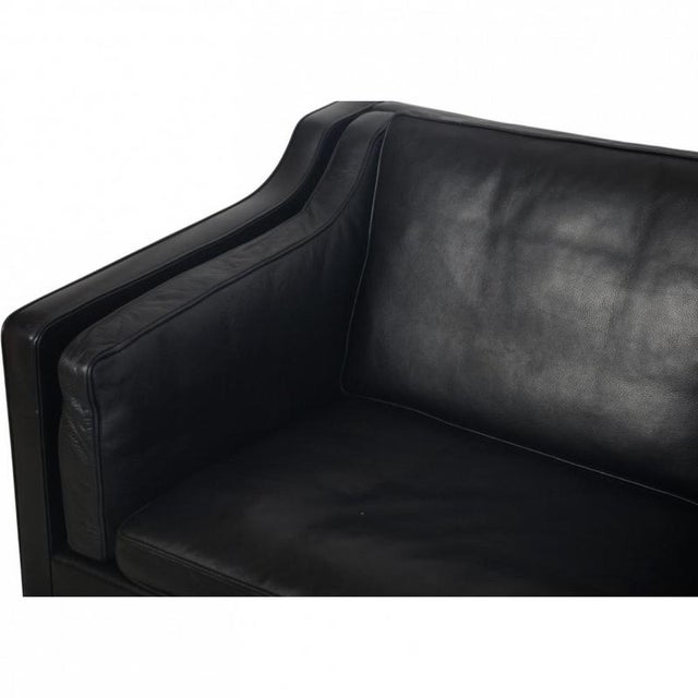 Vintage 2213 Three-Seater Sofa in Black Leather by Børge Mogensen, 1980s For Sale - Image 3 of 18