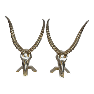Pair of Silvered Cast Brass Antelope Sculptures by Dikran Khoubesserian for Fondica France