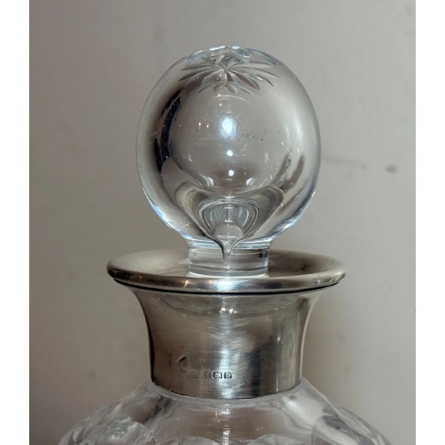 American Antique William Devenport Sterling Silver Cut Crystal Glass Decanter - a Pair For Sale - Image 3 of 15