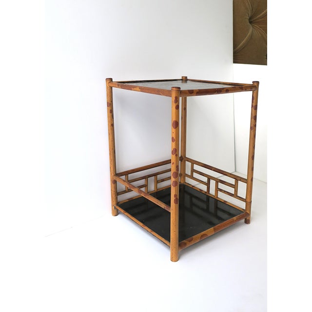 Bamboo Side Drinks Table or Plant Stand With Shelf For Sale - Image 9 of 12
