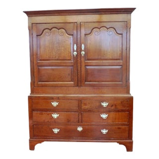 Antique Mid-18th Century English Country Oak Hall Cupboard, 1750 For Sale