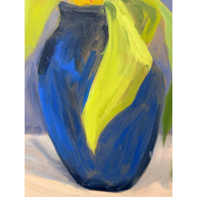 Original Tulips in Blue Vase Still Life Painting For Sale - Image 11 of 12
