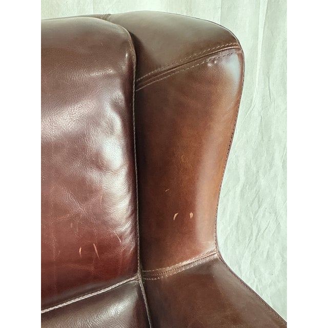 1990s Baxter Italian Brown Leather Club Armchair – Modern Sculptural Lounge Chair For Sale - Image 10 of 14