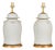 Asian Modern White Porcelain Lidded Urns on Gilded Bases - Pair For Sale