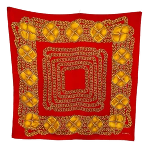 1990s Chanel Red Silk Vintage Scarf