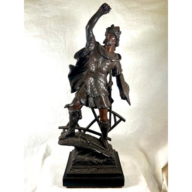 Early 20th Century Pair of Bronzed Finish Spelter Figures of Gallic Warriors For Sale - Image 12 of 18
