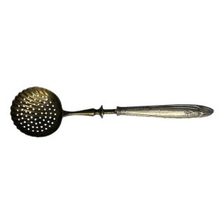 Antique Sterling Silver Gold Vermeil Sugar Sifter Spoon For Sale