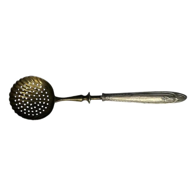Antique Sterling Silver Gold Vermeil Sugar Sifter Spoon For Sale