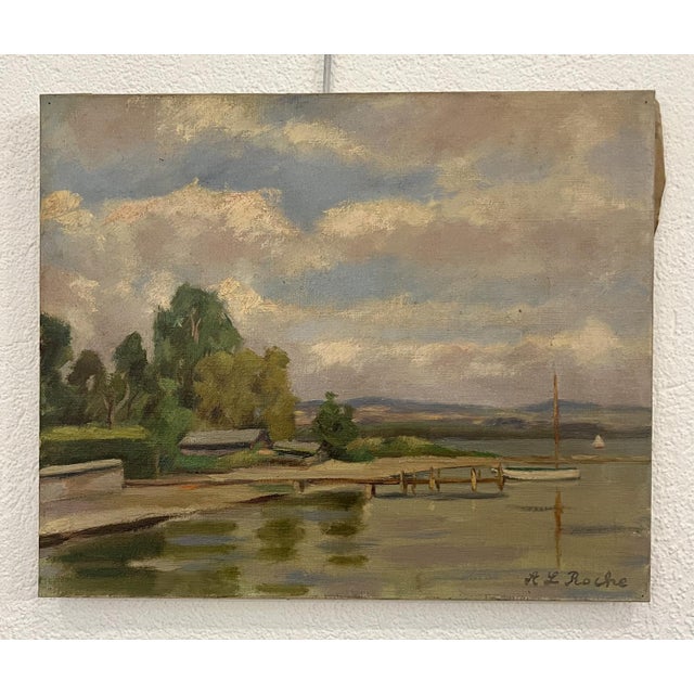 Alexis Louis Roche, Au bord du lac, Genève, Oil on Canvas For Sale - Image 10 of 10