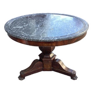 French Antique Guéridon/Center Hall Table W/Marble Top For Sale