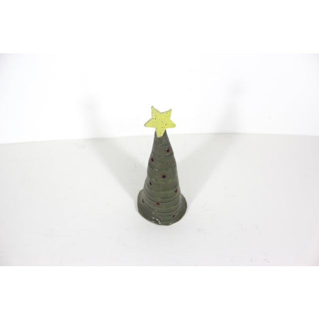 Traditional Vintage Studio Pottery Christmas Tree Tea Light Candleholder For Sale - Image 3 of 9