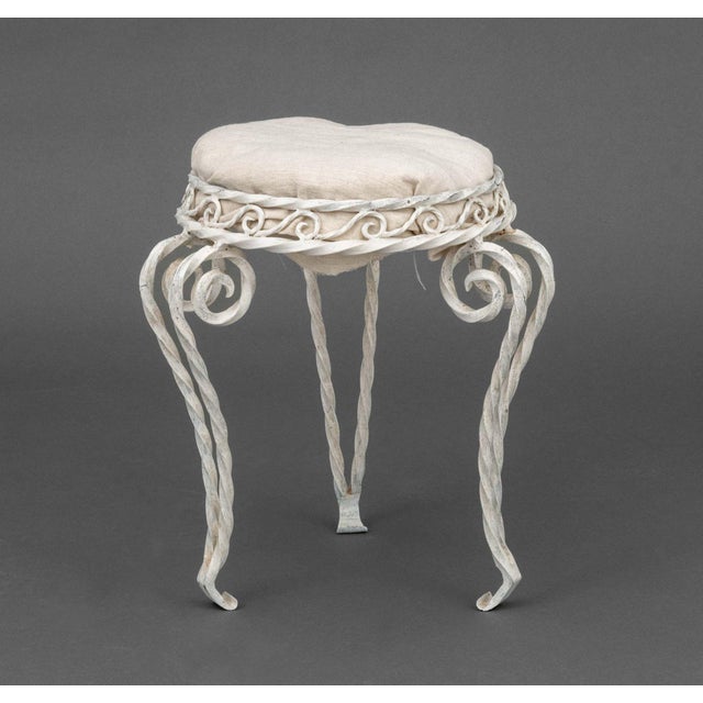 Modern White Painted Wrought Iron Vanity and Stool For Sale - Image 11 of 13