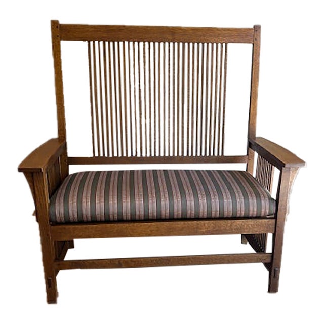 Stickley Mission Oak Spindle Back Settee For Sale