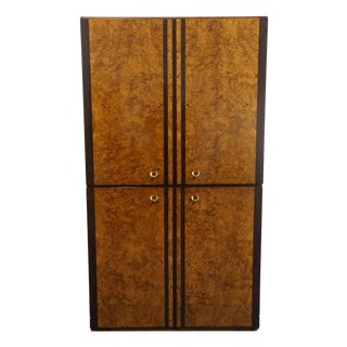 Hickory White Briar Collection Burled Walnut Contemporary Modern / Art Deco 42″ Storage Armoire For Sale