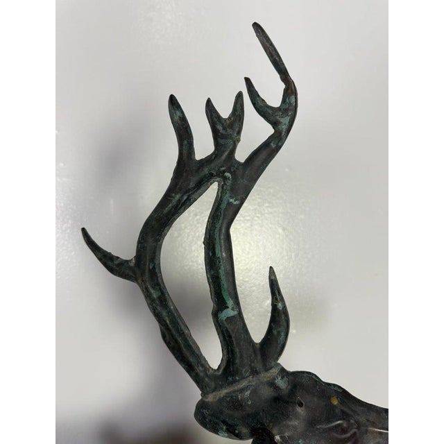 Vintage Copper Leaping Stag Weathervane, Distressed Patina, 1940s For Sale - Image 11 of 13