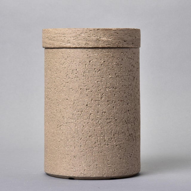 Cylindrical Stoneware Jar With Lid by Ceramica Rosa Maria For Sale - Image 4 of 10