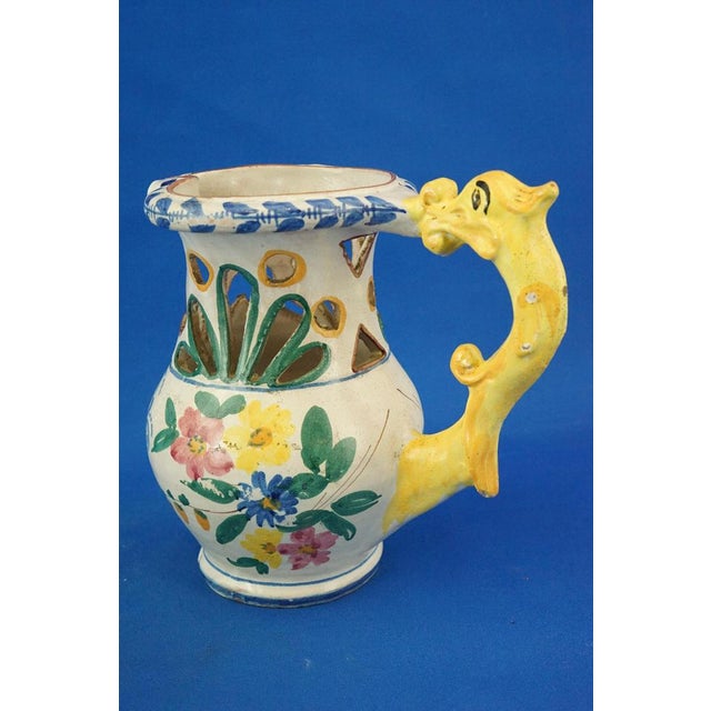 20th Century Drink if You Can Pitcher in Perforated Majolica Ceramic by Fuschini & Rosa, Acquapendente, Italy, 1920s For Sale - Image 6 of 18