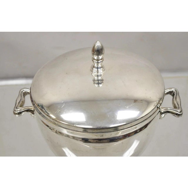 Modern Vintage Knight Silversmiths Silver Plated Modern Lidded Bar Ice Bucket For Sale - Image 3 of 12