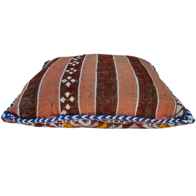 Orange Mid 20th Century Moroccan Berber Pillow with Colorful Diamonds For Sale - Image 8 of 11