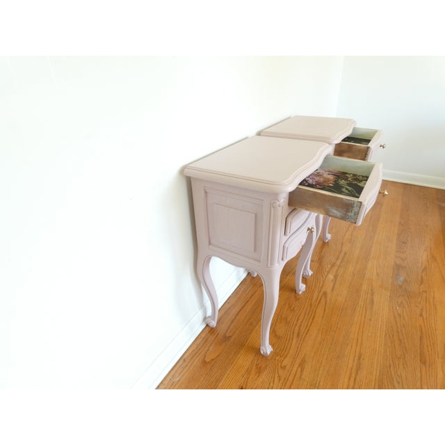 Rose French Provincial Bedside Tables Painted Antique Rose For Sale - Image 8 of 10