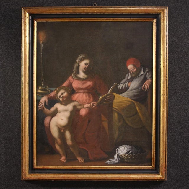 Italian Artist, Holy Family with Sleeping Saint Joseph, 1610, Oil on Canvas, Framed For Sale - Image 16 of 16