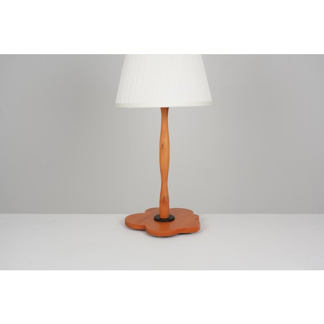 Large Vintage Table Lamp in Fabric and Wood, 1980s For Sale - Image 6 of 7