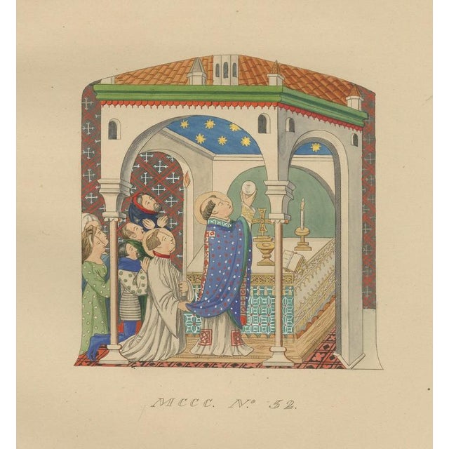 Paul Mercuri, Medieval Catholic Rituals Funeral & Mass, 1860, Hand-Colored Lithographs on Paper, Set of 2 For Sale - Image 6 of 9