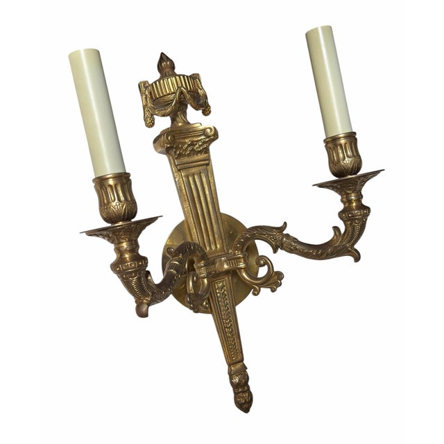 J. Caldwell 1900s Style Neoclassical Two Light Wall Sconces - a Pair For Sale - Image 4 of 6