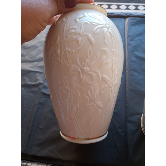 1980s 1980s Gorgeous Pair of Lenox Usa Embossed Decorative Vases For Sale - Image 5 of 5