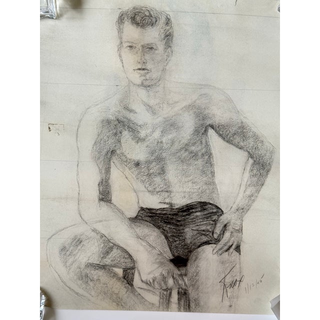 A fun double-sided drawing of a female figure on one side and a male on the other. Done for a college art class in 1945....