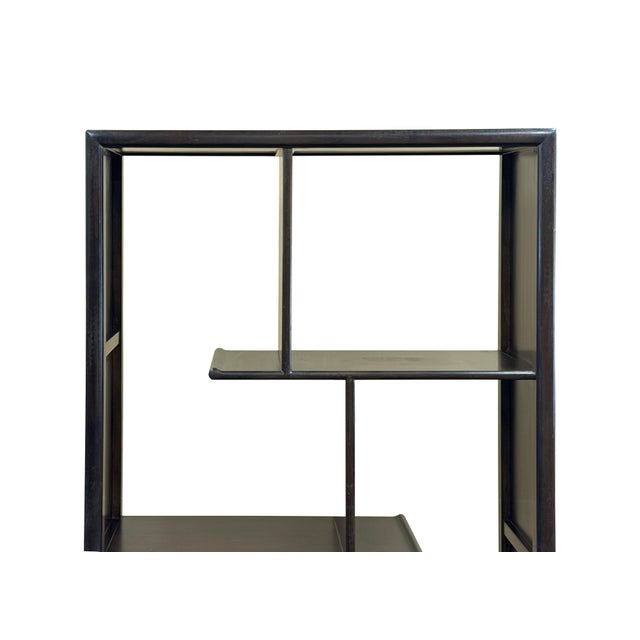Asian Asian Inspired Asymmetrical Dark Brown Shelving Display Cabinet Divider For Sale - Image 3 of 12