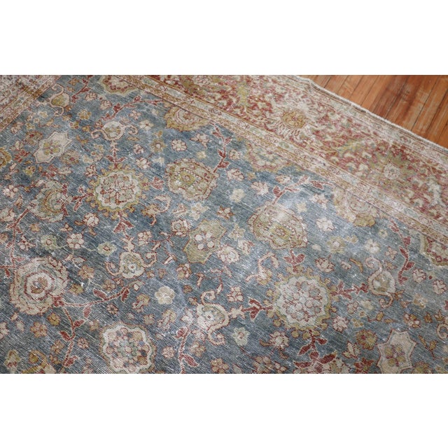 Persian Blue Rust Antique Persian Mahal rug no. j2235 For Sale - Image 3 of 10