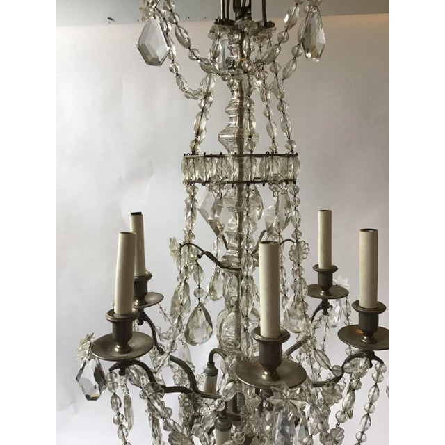 1940s French 6-Arm Crystal Chandelier For Sale - Image 10 of 13