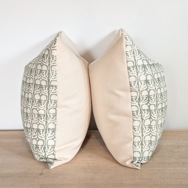 Traditional Penny Morrison Ashok Green Floral Pillows For Sale - Image 3 of 6