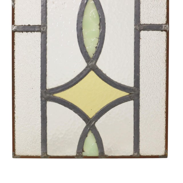 Art Deco Geometric Stained Glass Window, Set of 2 For Sale - Image 8 of 15