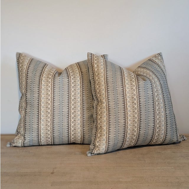 Not Yet Made - Made To Order Jasper Eastlake Sky Blue & Brown 20" Pillows - Double Sided For Sale - Image 5 of 7