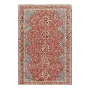 Vintage Ersari Rug in Red With Geometric Patterns From Rug & Kilim