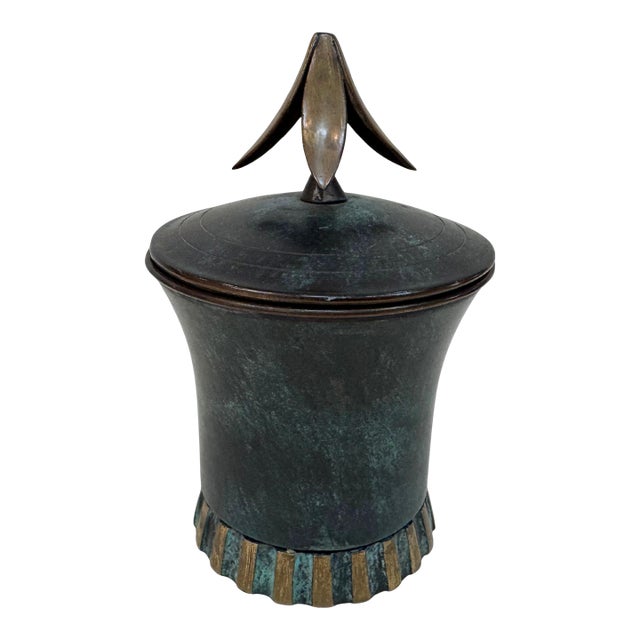 Mid Mod Brass Jar For Sale