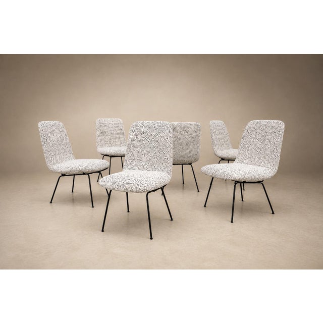 Set of Six Dining Chairs in Metal and Boucle by Carlo Hauner, Brazil, 1950s For Sale - Image 11 of 18