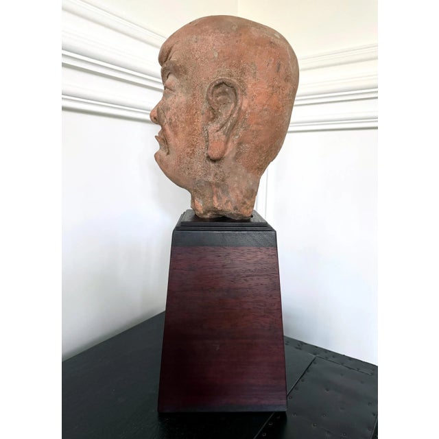 18th Century Rare Finely Molded Terracotta Luohan Head China Qing Dynasty For Sale - Image 10 of 12