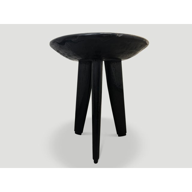 Andrianna Shamaris Mid Century Couture Espresso Stained Teak Wood Side Table For Sale - Image 17 of 18