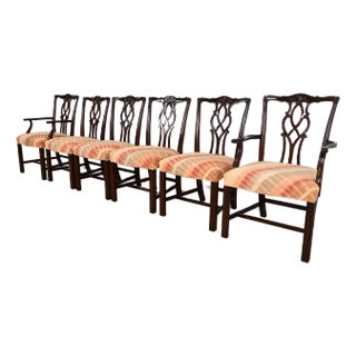 Kindel Furniture Georgian Carved Mahogany Dining Chairs, Set of Six For Sale