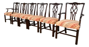Kindel Furniture Georgian Carved Mahogany Dining Chairs, Set of Six