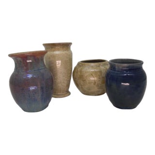 Crystalline Glazed Studio Ceramics by James - Set of 4 For Sale