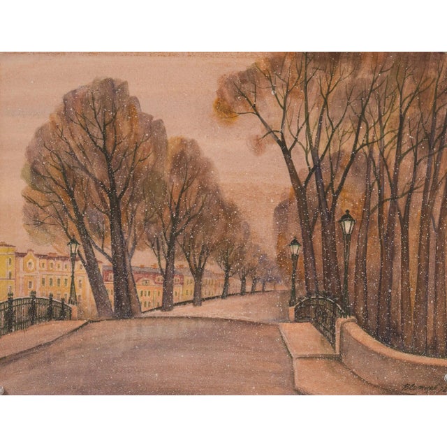 City with Snow, 1992, Watercolour on Paper For Sale