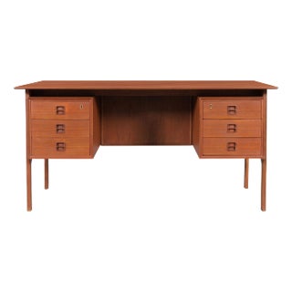 1960s Danish Modern Teak Desk With Bookcase by Erik Brouer for Brouer Mobelfabrik For Sale